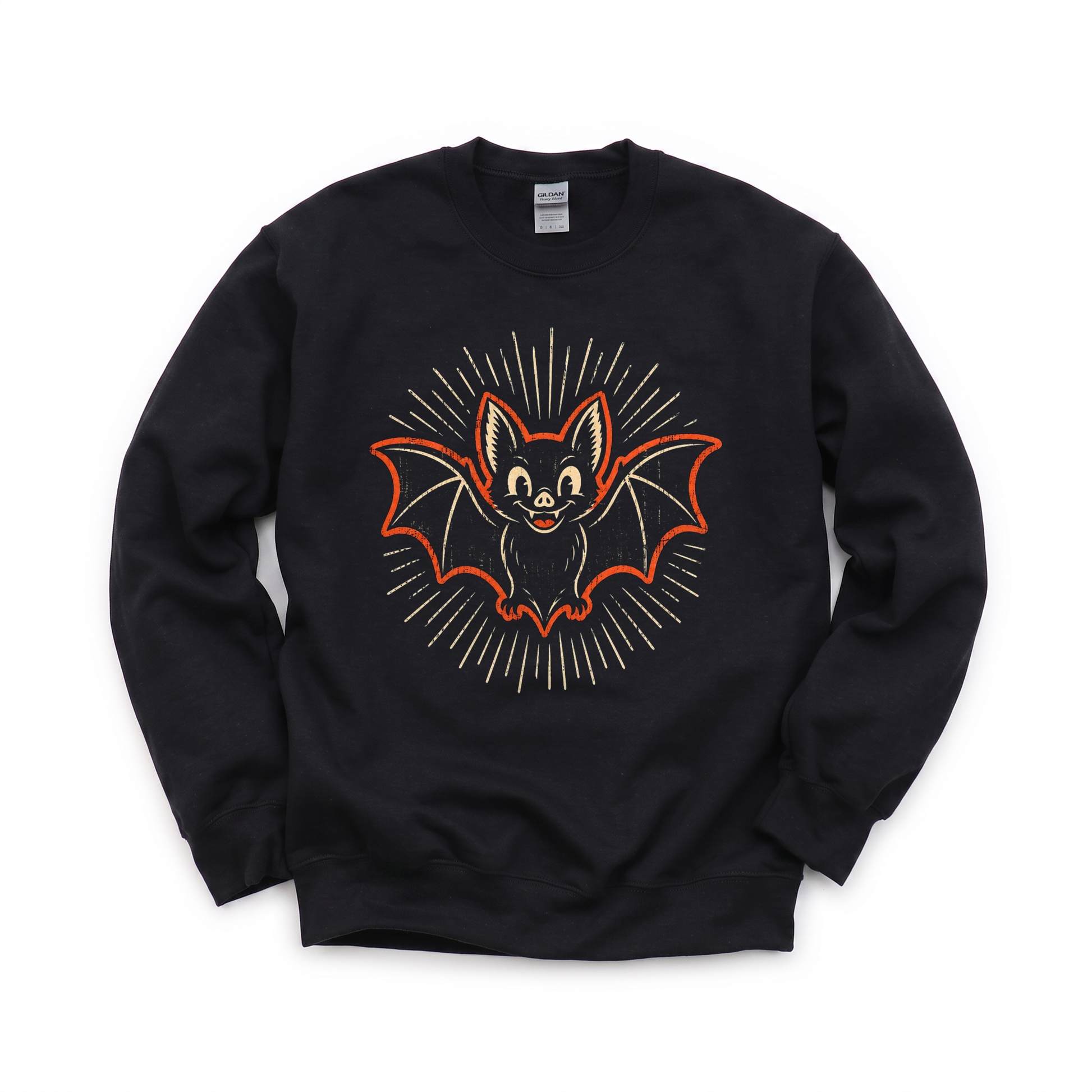Cute Bat graphic on Gildan 18000 in Black