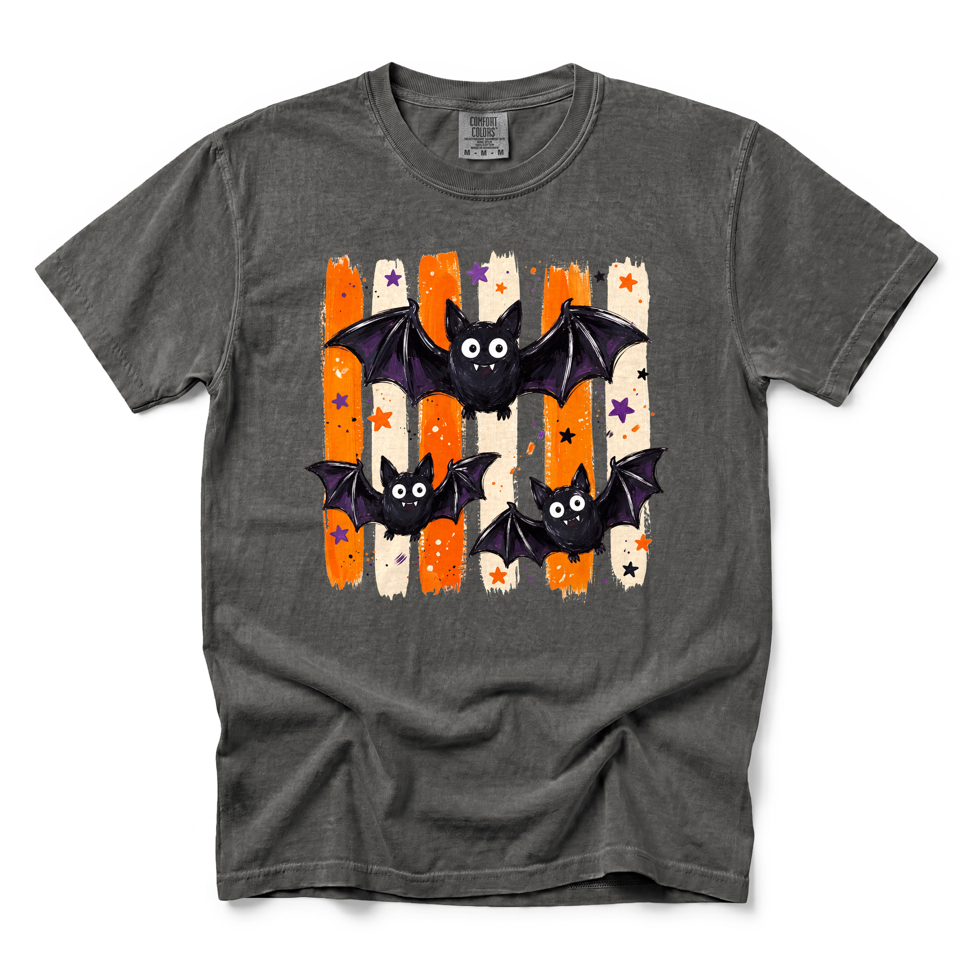 Cute Bats graphic on Comfort Colors 9018 Youth Midweight Tee in Pepper