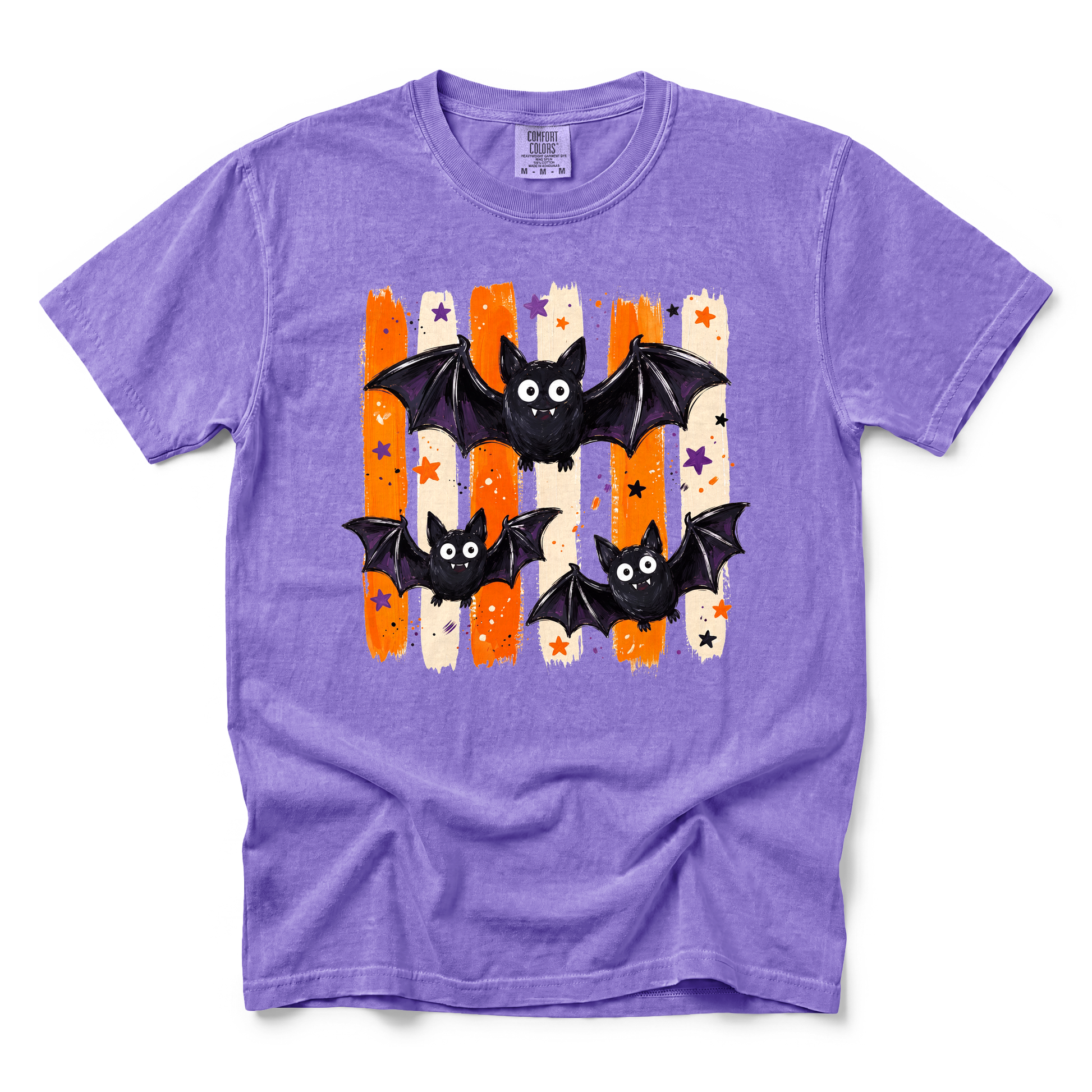 Cute Bats graphic on Comfort Colors 9018 Youth Midweight Tee in Violet