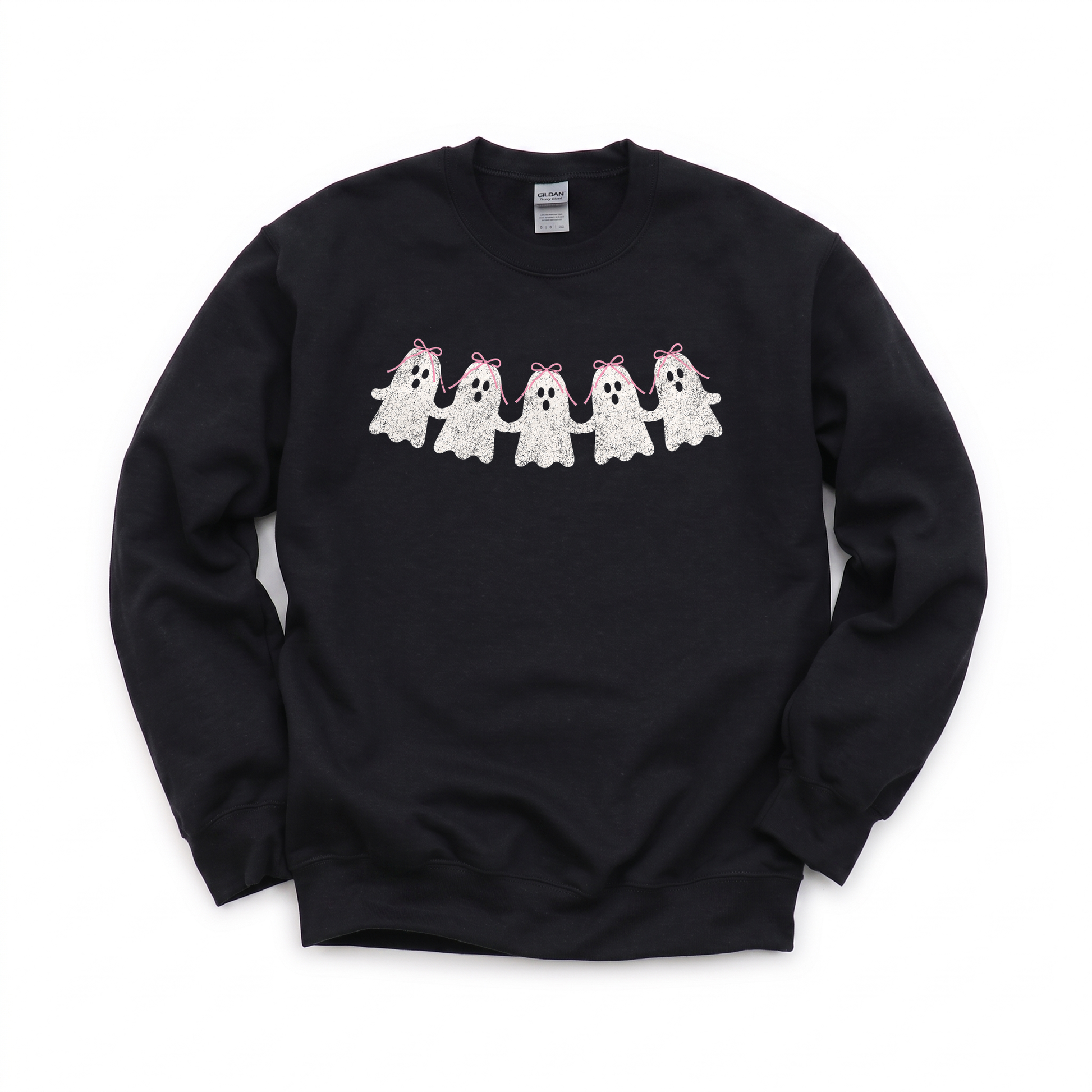 Cute Ghosts graphic on Gildan 18000 in Black