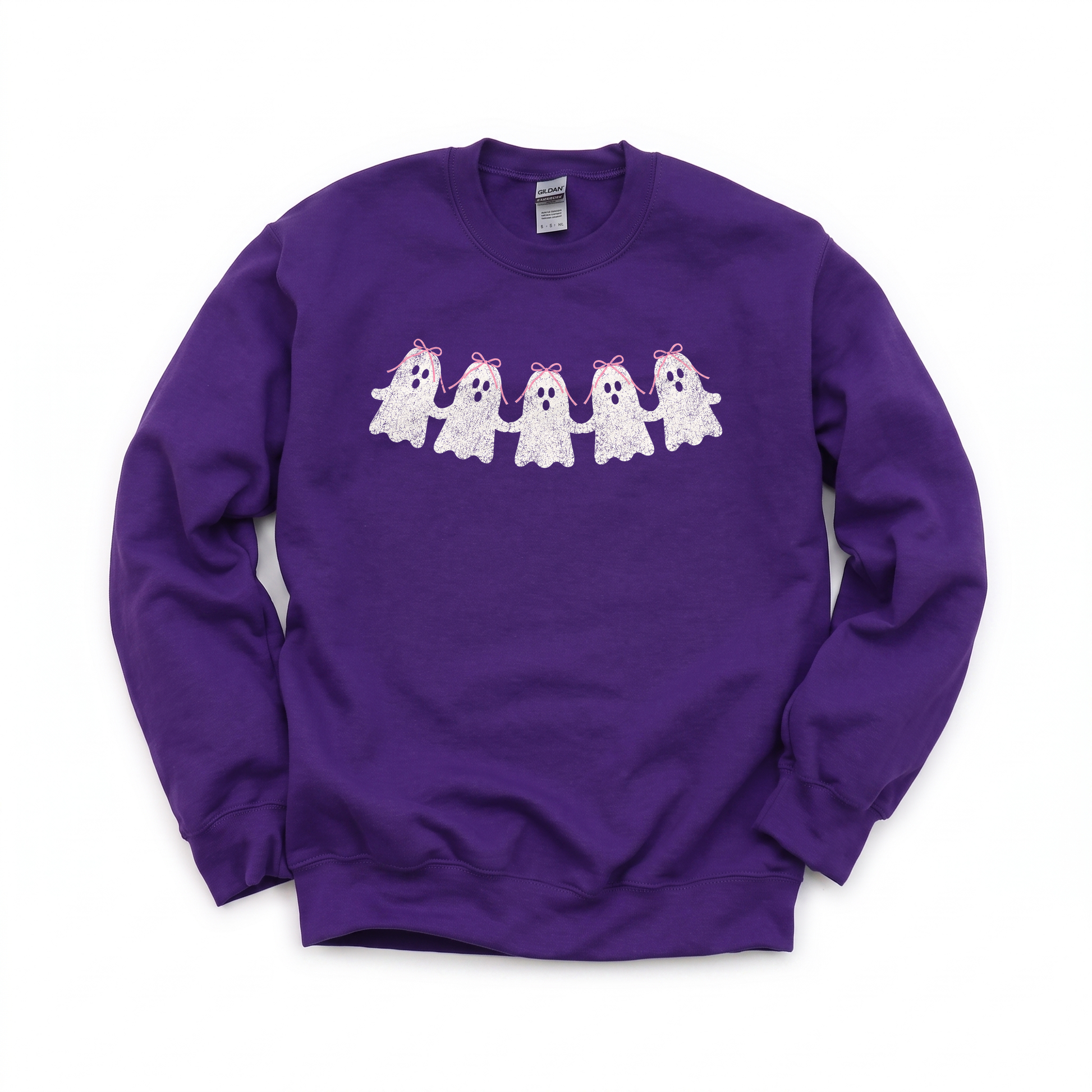 Cute Ghosts graphic on Gildan 18000 in Purple