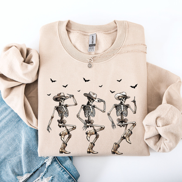 Dancing Cowboy Skeletons, Halloween Bats Sweatshirt