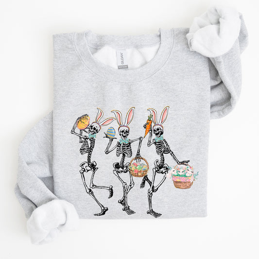 Dancing Easter Skeleton, Rabbit, Bunnies Sweatshirt