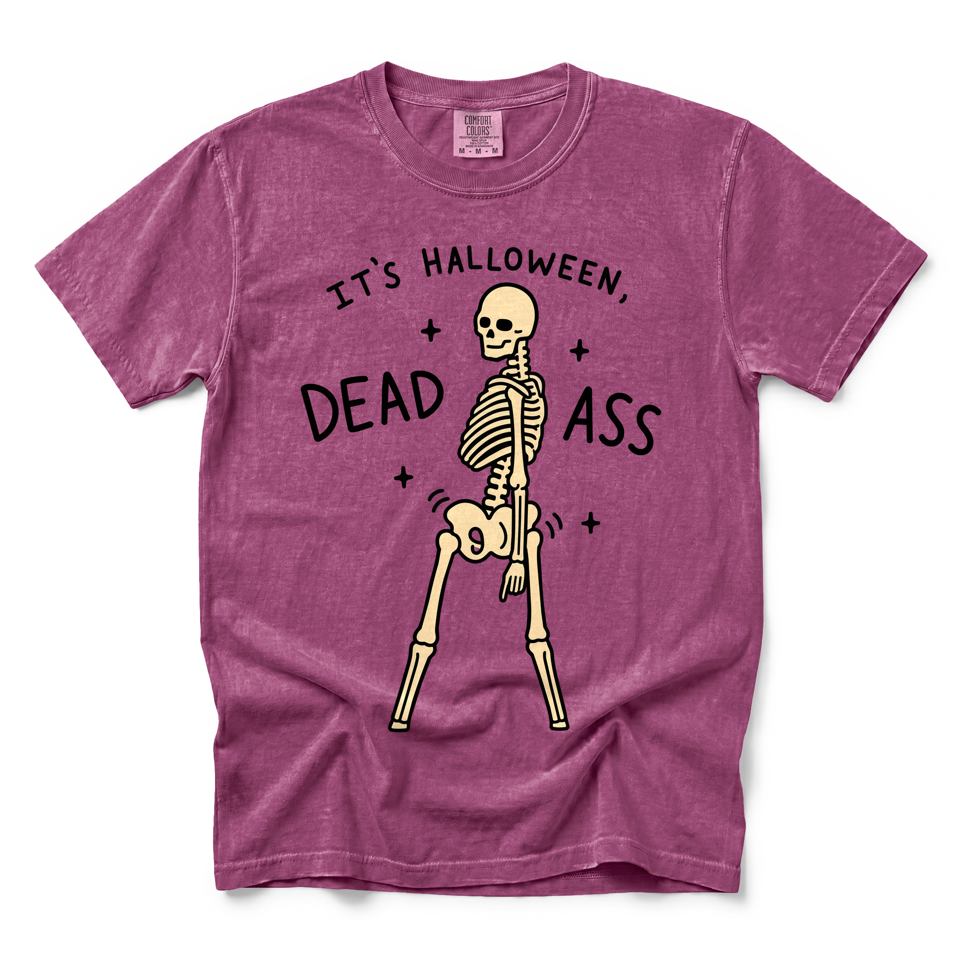 Dancing Skeleton graphic on Comfort Colors 1717 in Berry
