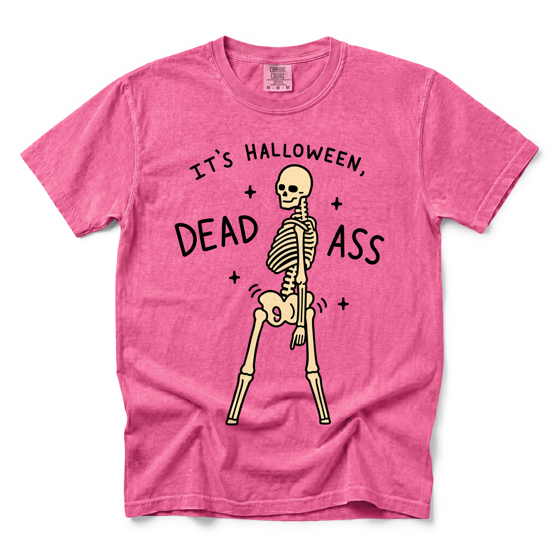 Dancing Skeleton graphic on Comfort Colors 1717 in Crunchberry