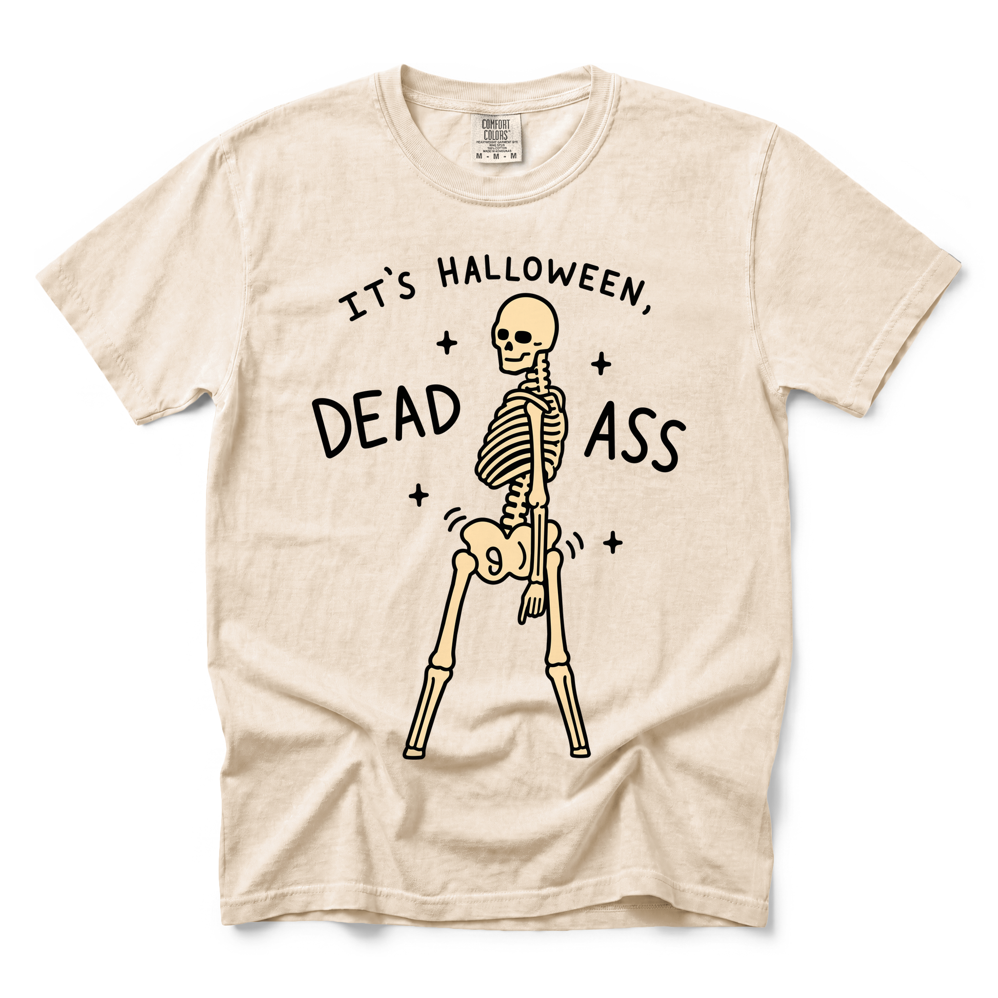 Dancing Skeleton graphic on Comfort Colors 1717 in Ivory