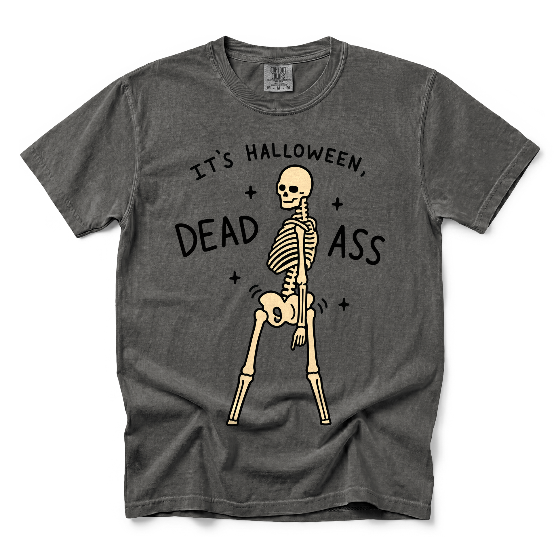 Dancing Skeleton graphic on Comfort Colors 1717 in Pepper