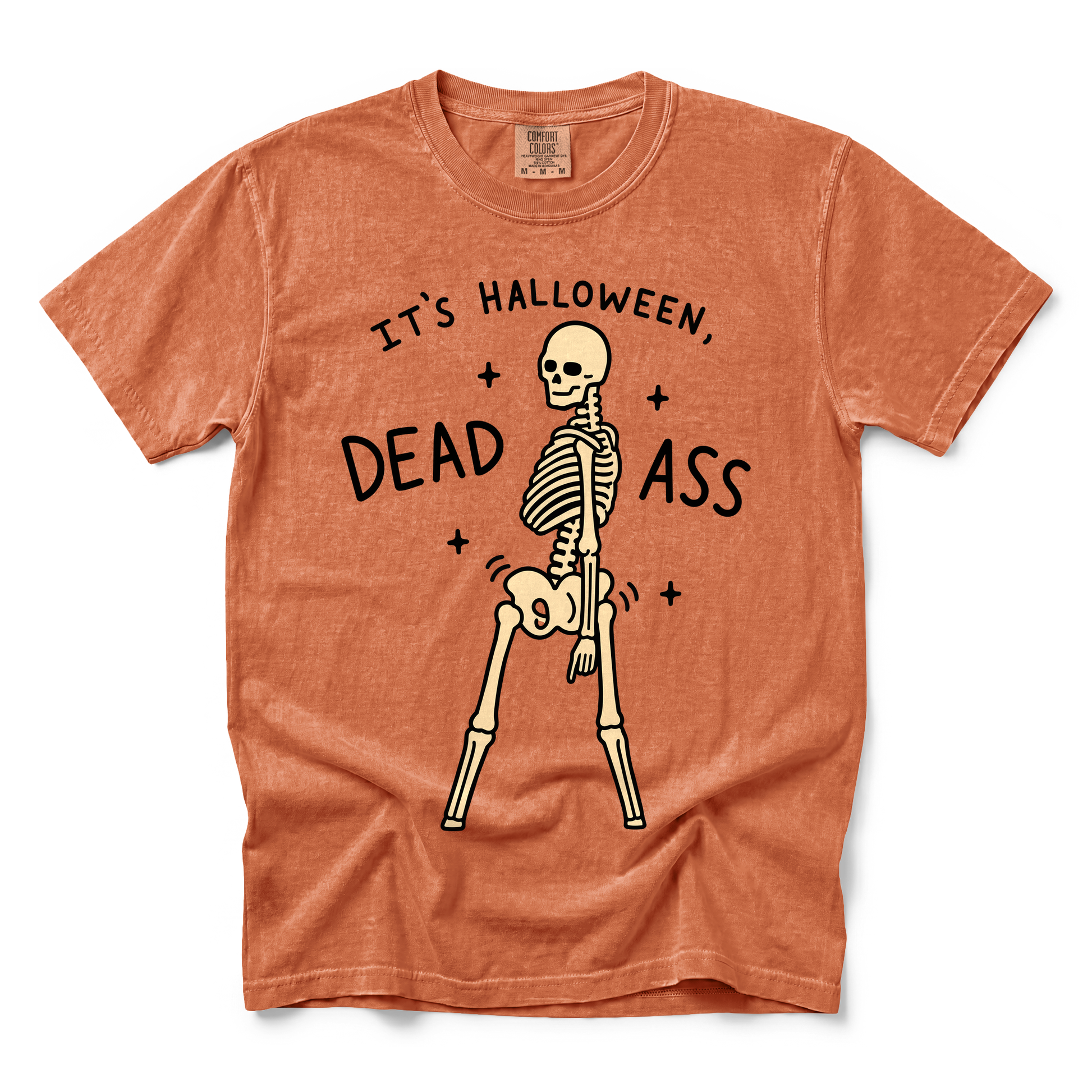 Dancing Skeleton graphic on Comfort Colors 1717 in Yam