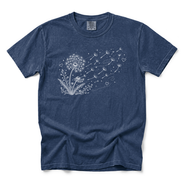 Dandelion Blowing in the Wind graphic on Comfort Colors 1717 in Midnight