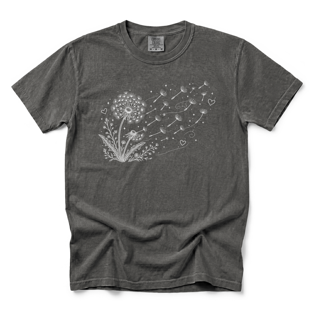 Dandelion Blowing in the Wind graphic on Comfort Colors 1717 in Pepper