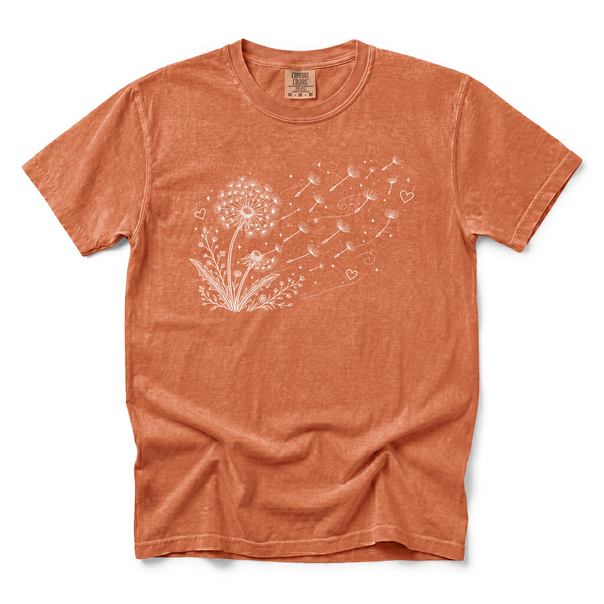 Dandelion Blowing in the Wind graphic on Comfort Colors 1717 in Yam