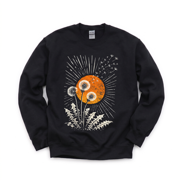 Dandelion Seeds graphic on Gildan 18000 in Black