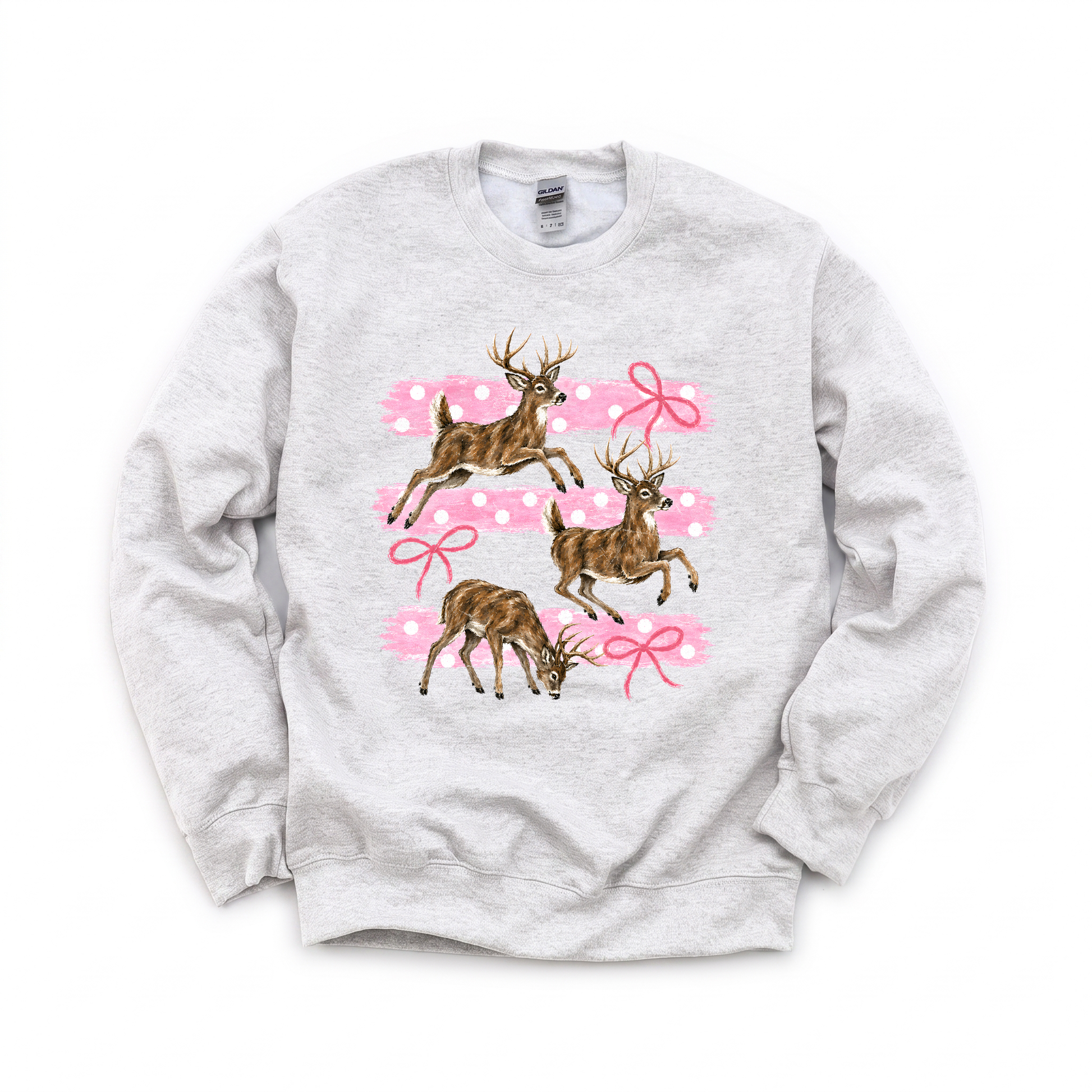 Deer graphic on Gildan 18000 in Ash