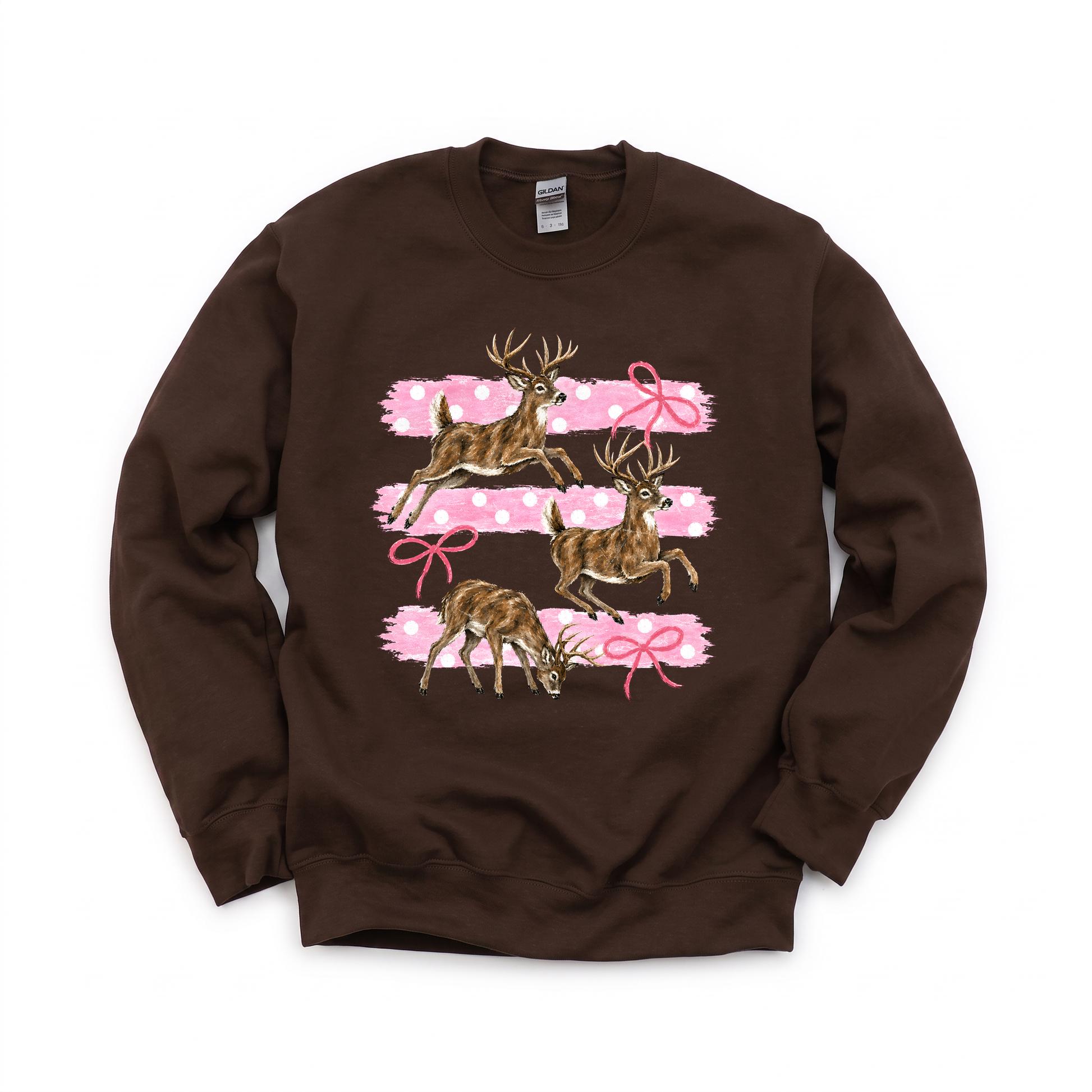Deer graphic on Gildan 18000 in Dark Chocolate