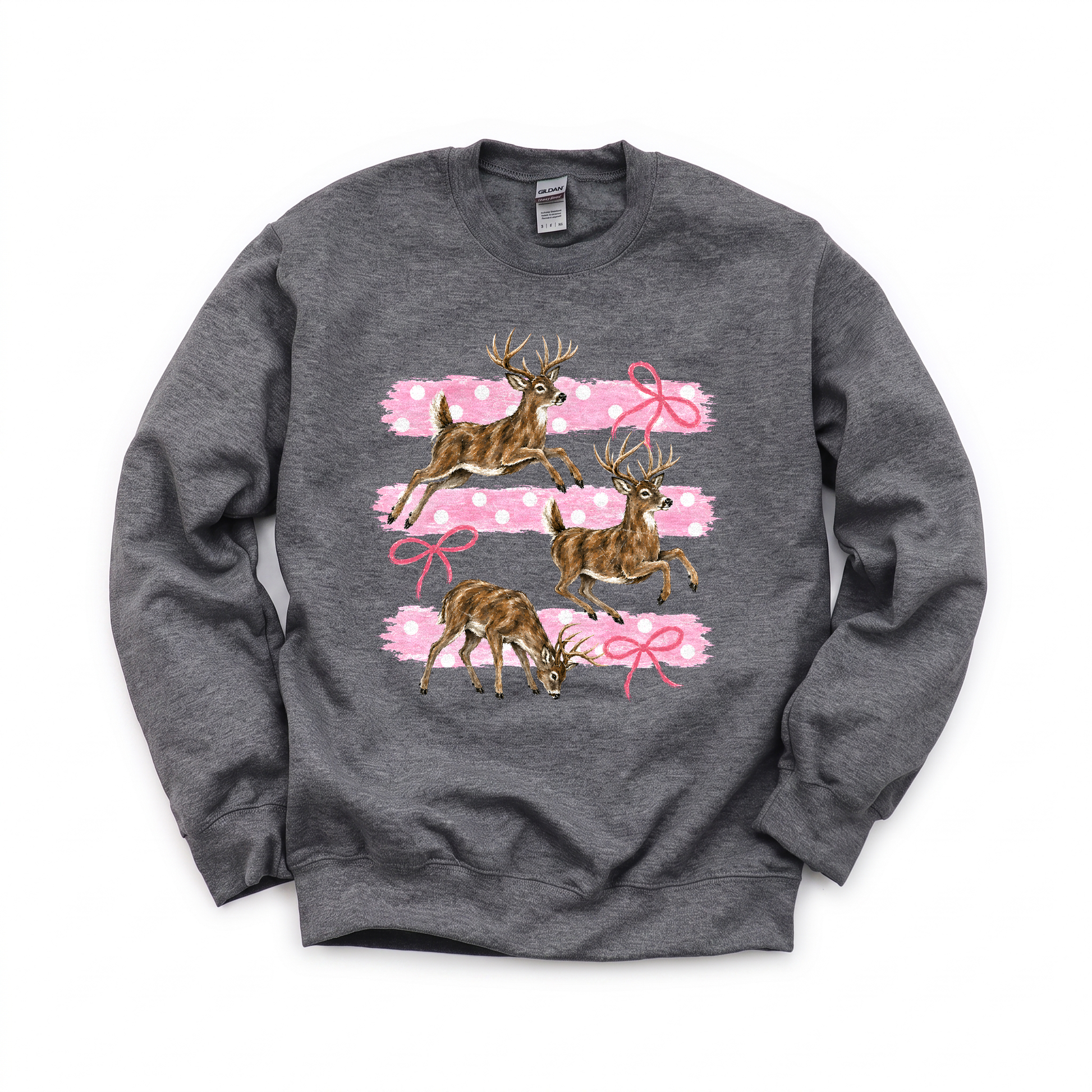 Deer graphic on Gildan 18000 in Dark Heather