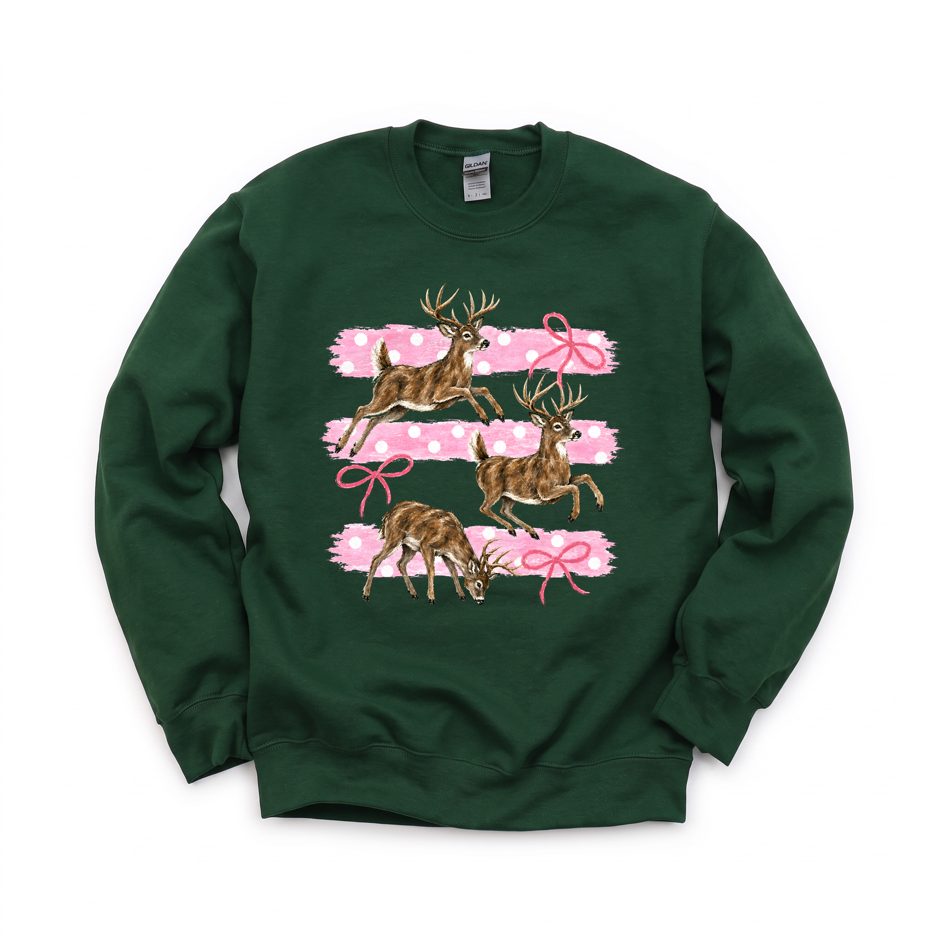 Deer graphic on Gildan 18000 in Forest Green
