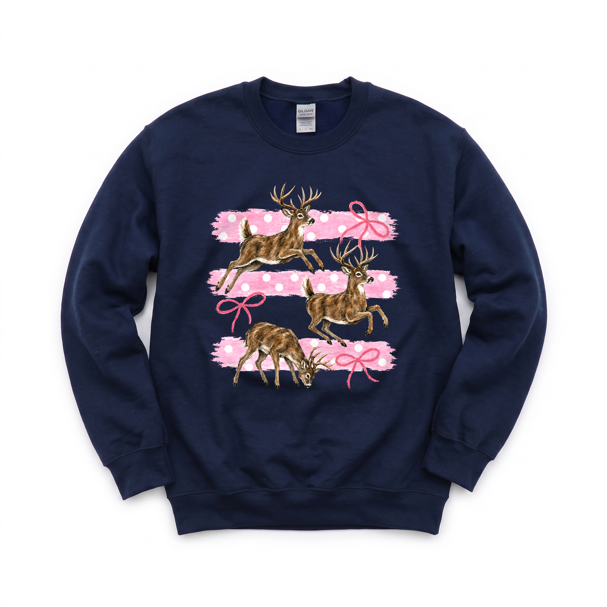 Deer graphic on Gildan 18000 in Navy