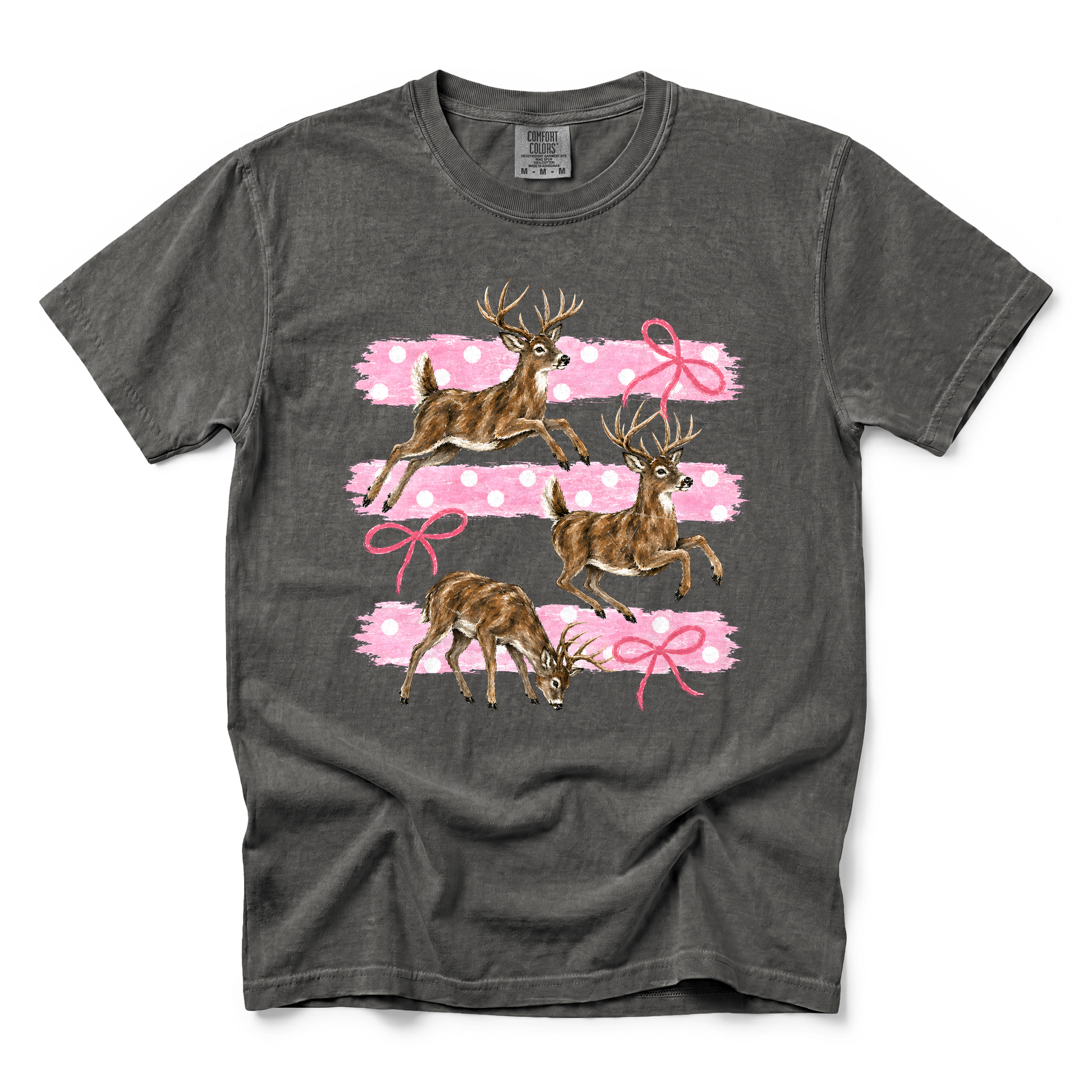 Deer graphic on Comfort Colors 1717 in Pepper