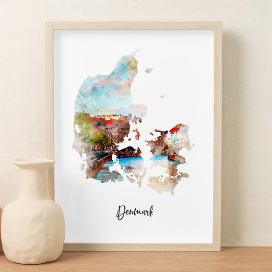 Denmark Watercolor Map