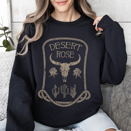 Desert Rose, Skull, Western, Country Sweatshirt