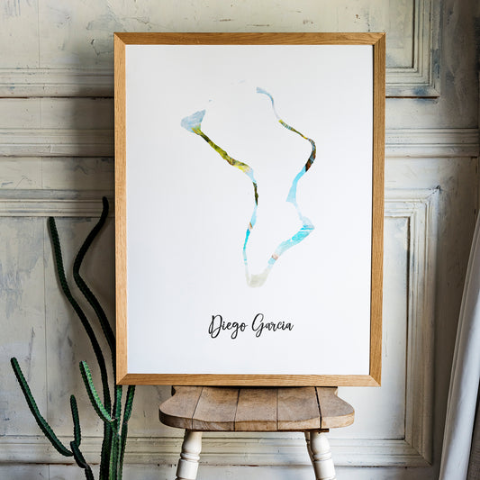 Diego Garcia Watercolor Map