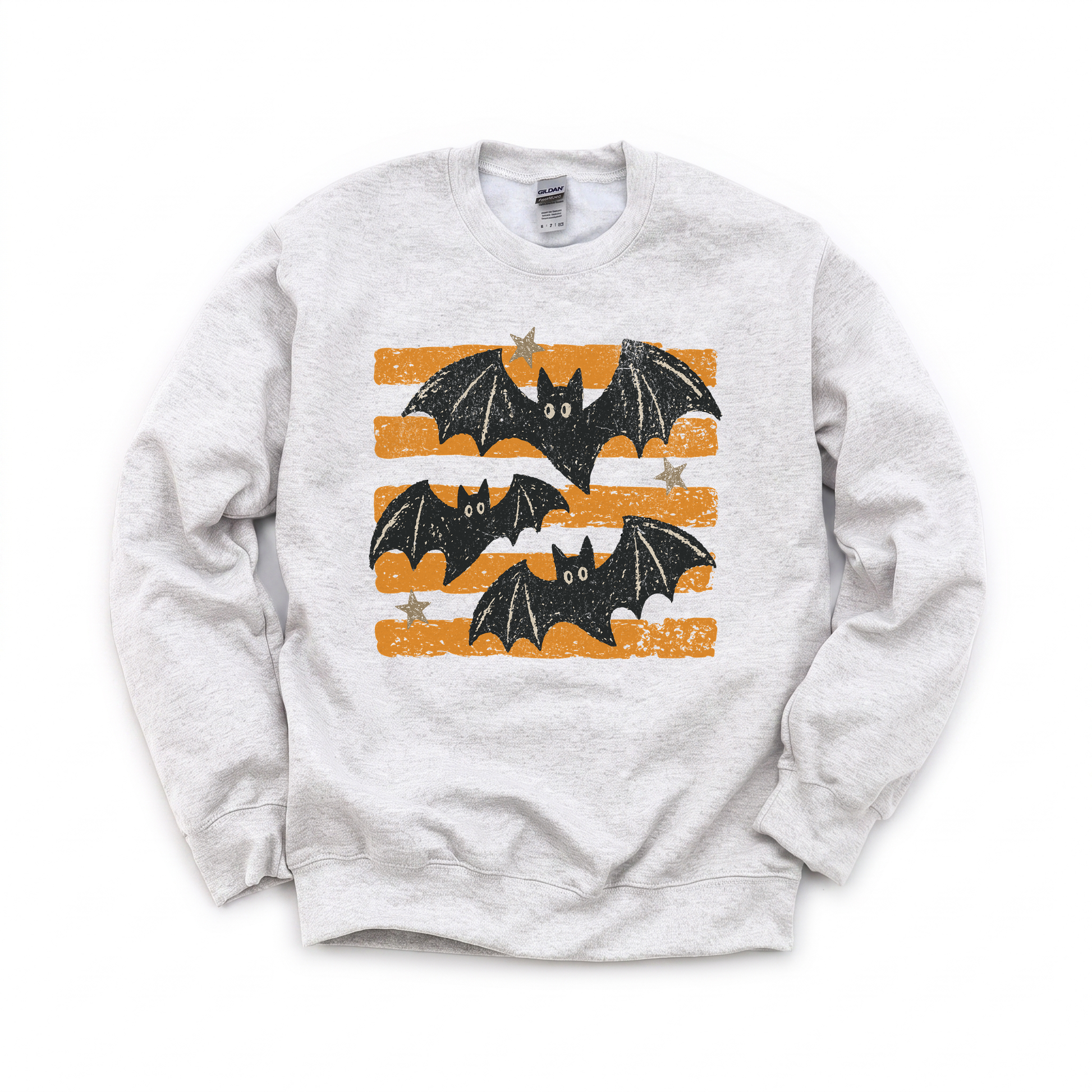 Distressed Bats graphic on Gildan 18000 in Ash