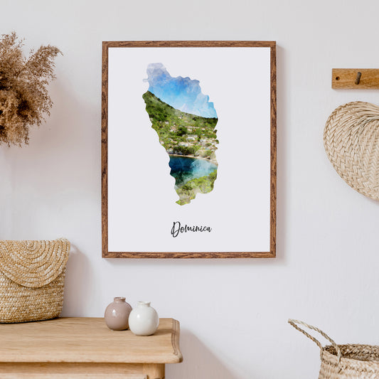 Dominica Watercolor Map