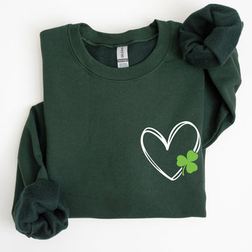 Double Heart With Shamrock, St Patrick's Day Sweatshirt