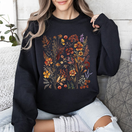 Dried Wildflowers, Nature, Meadow, Floral, Leaves Sweatshirt