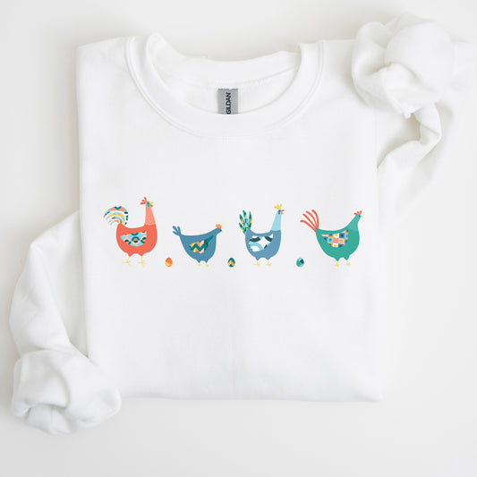 Easter Chickens and Eggs, Spring, Colorful Sweatshirt