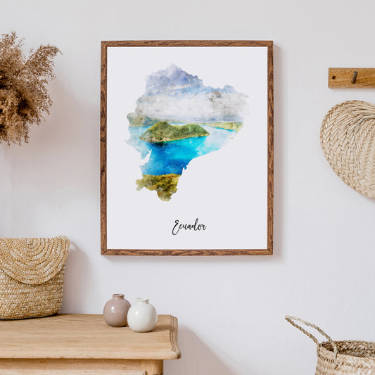 Ecuador Watercolor Map