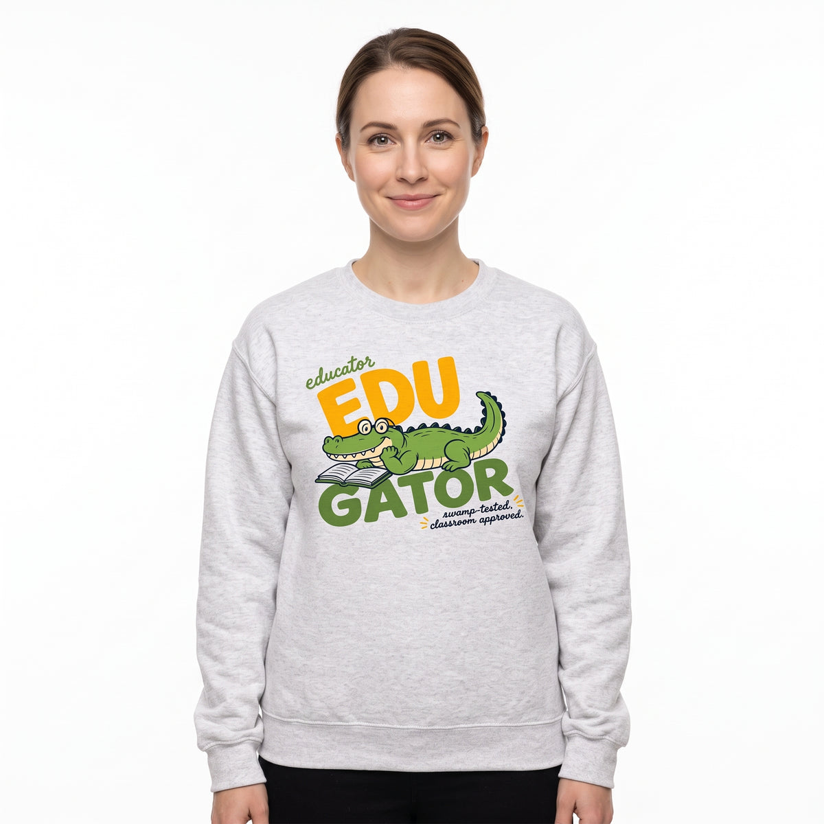 Model wearing the EduGator sweatshirt in Ash, cover image 1