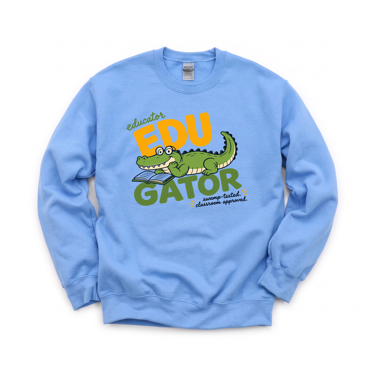 EduGator graphic on Gildan 18000 in Carolina Blue
