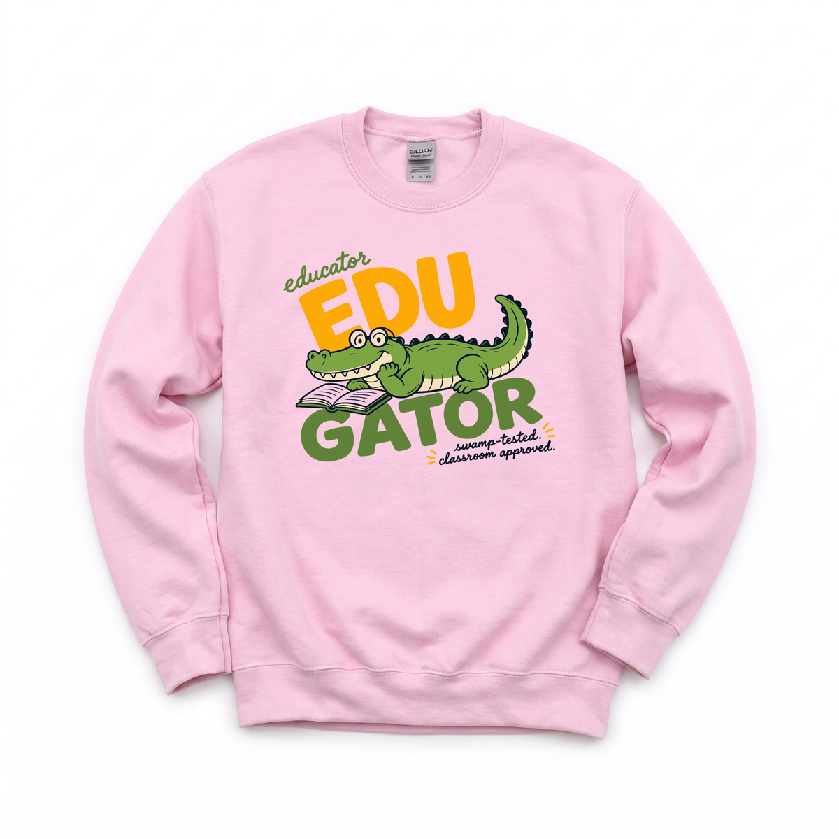 EduGator graphic on Gildan 18000 in Light Pink