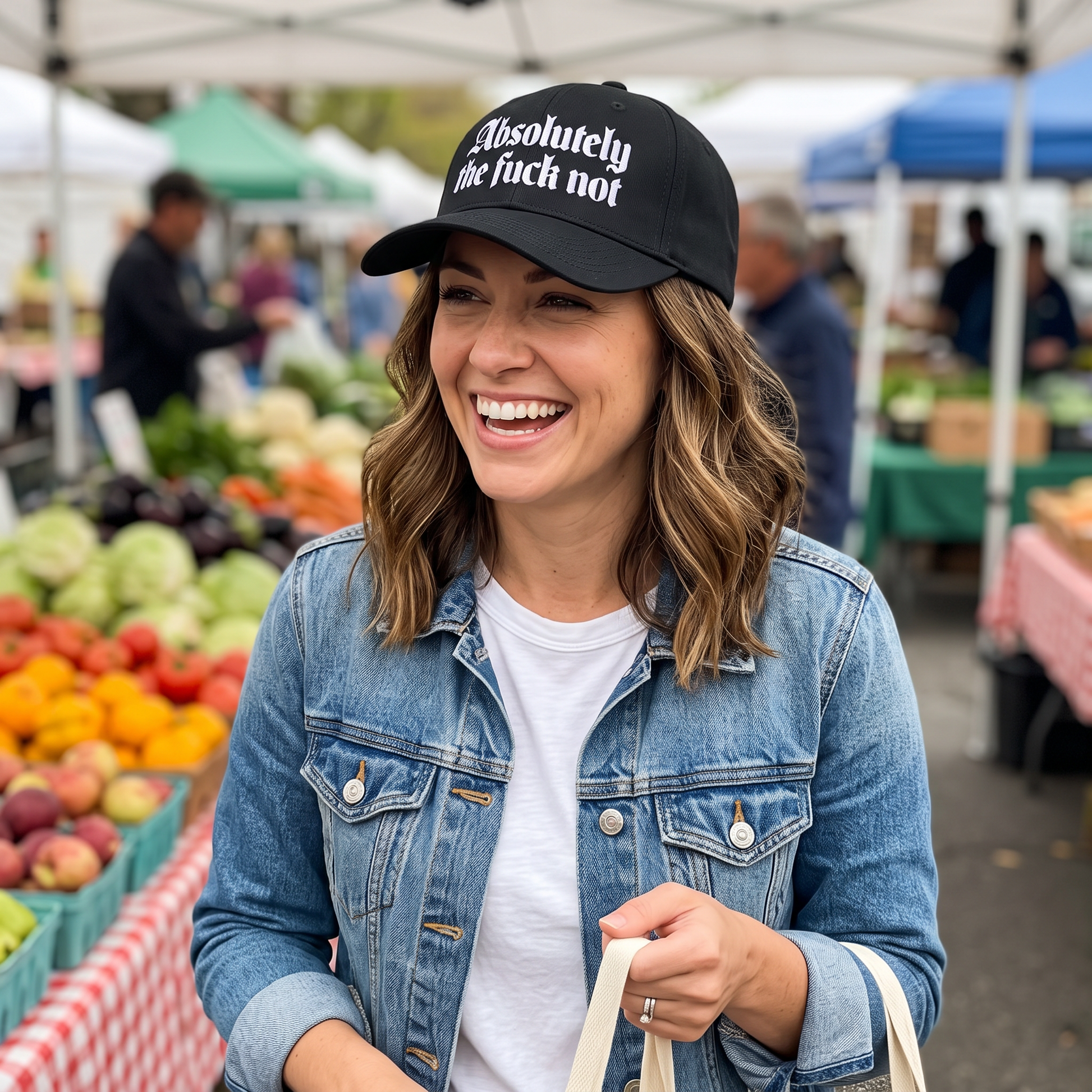 Absolutely The F*** Not embroidered hat in Black worn lifestyle photo