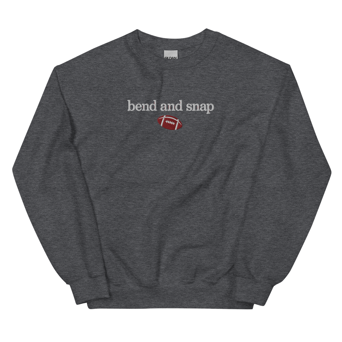 Bend and Snap graphic on Gildan 18000 in Dark Heather