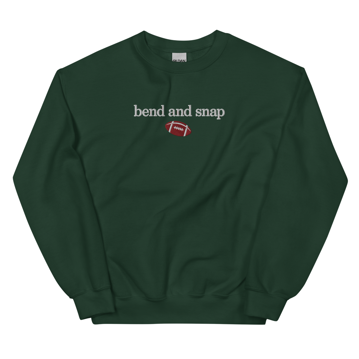 Bend and Snap graphic on Gildan 18000 in Forest Green
