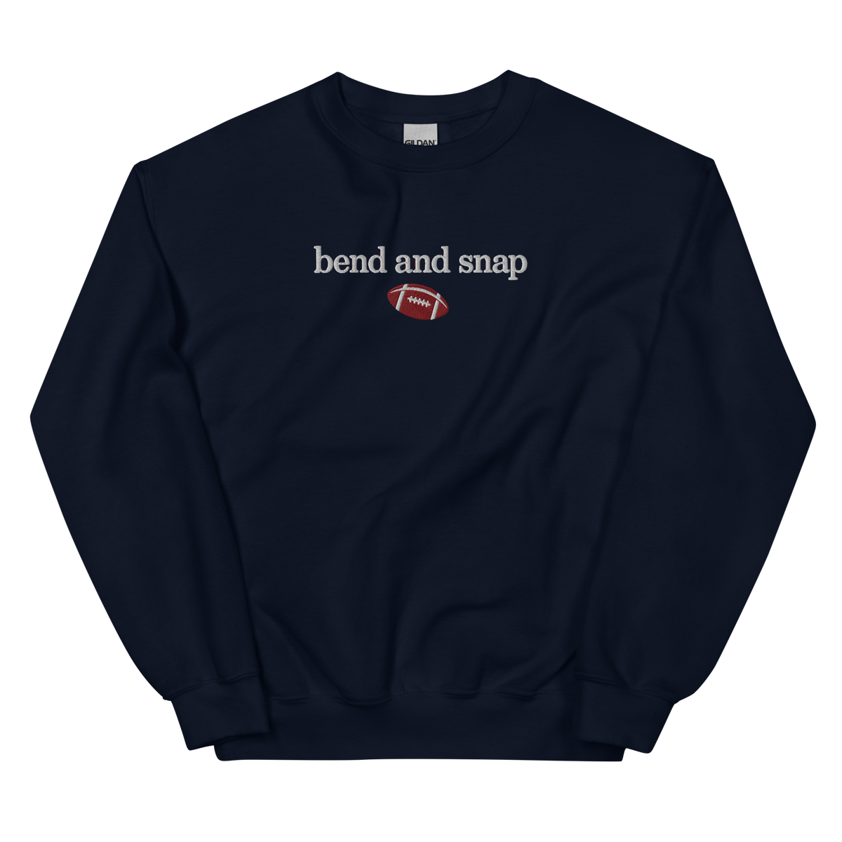 Bend and Snap graphic on Gildan 18000 in Navy
