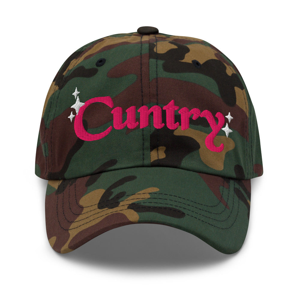 Country Word Art embroidered hat product photo in Green Camo