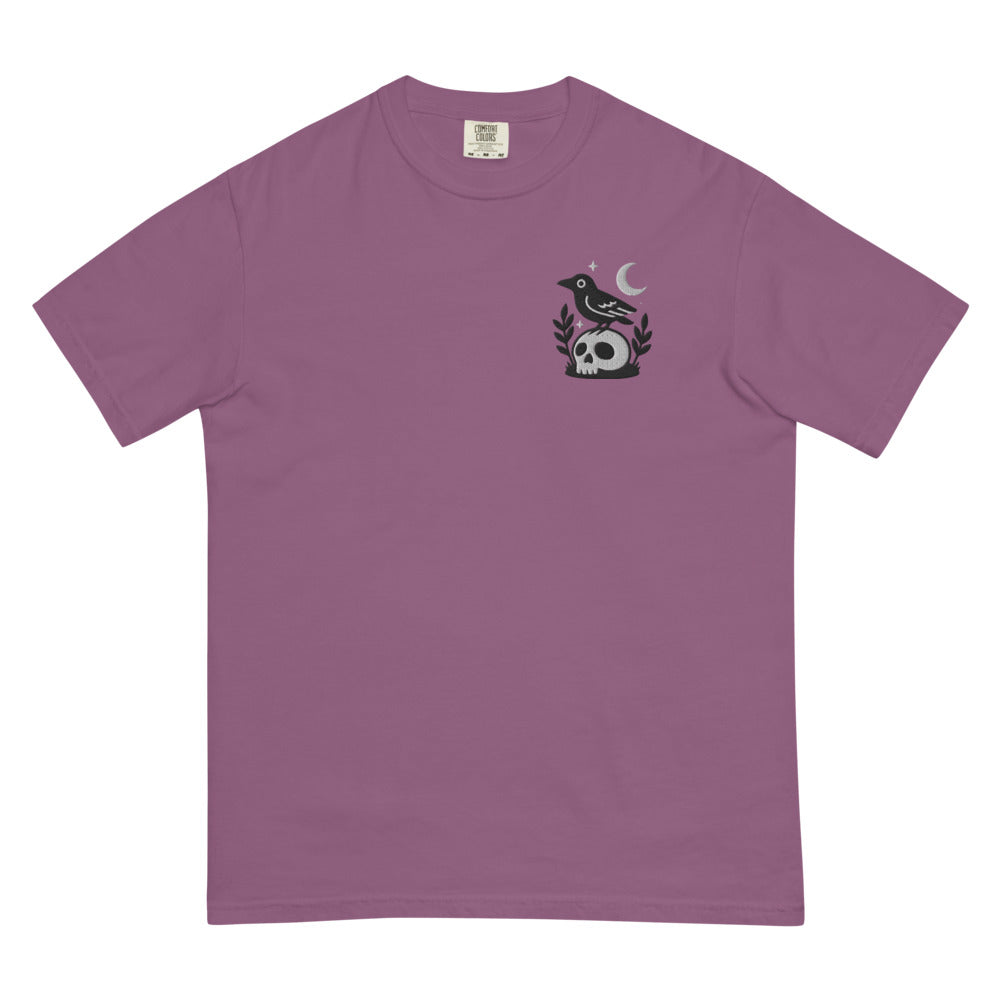 Crow on Skull graphic on Comfort Colors 1717 in Berry