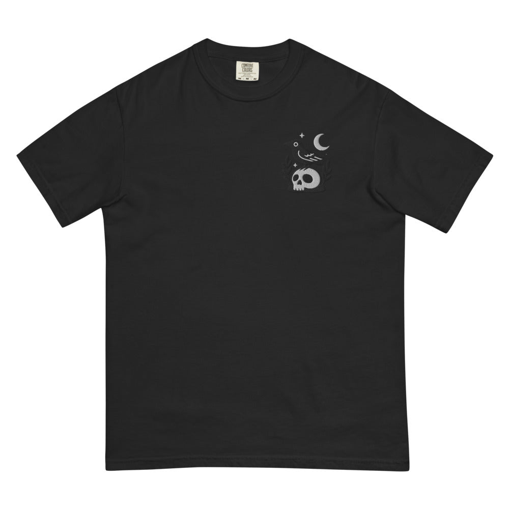 Crow on Skull graphic on Comfort Colors 1717 in Black