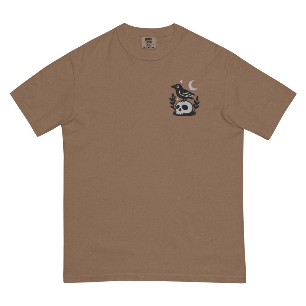 Crow on Skull graphic on Comfort Colors 1717 in Espresso
