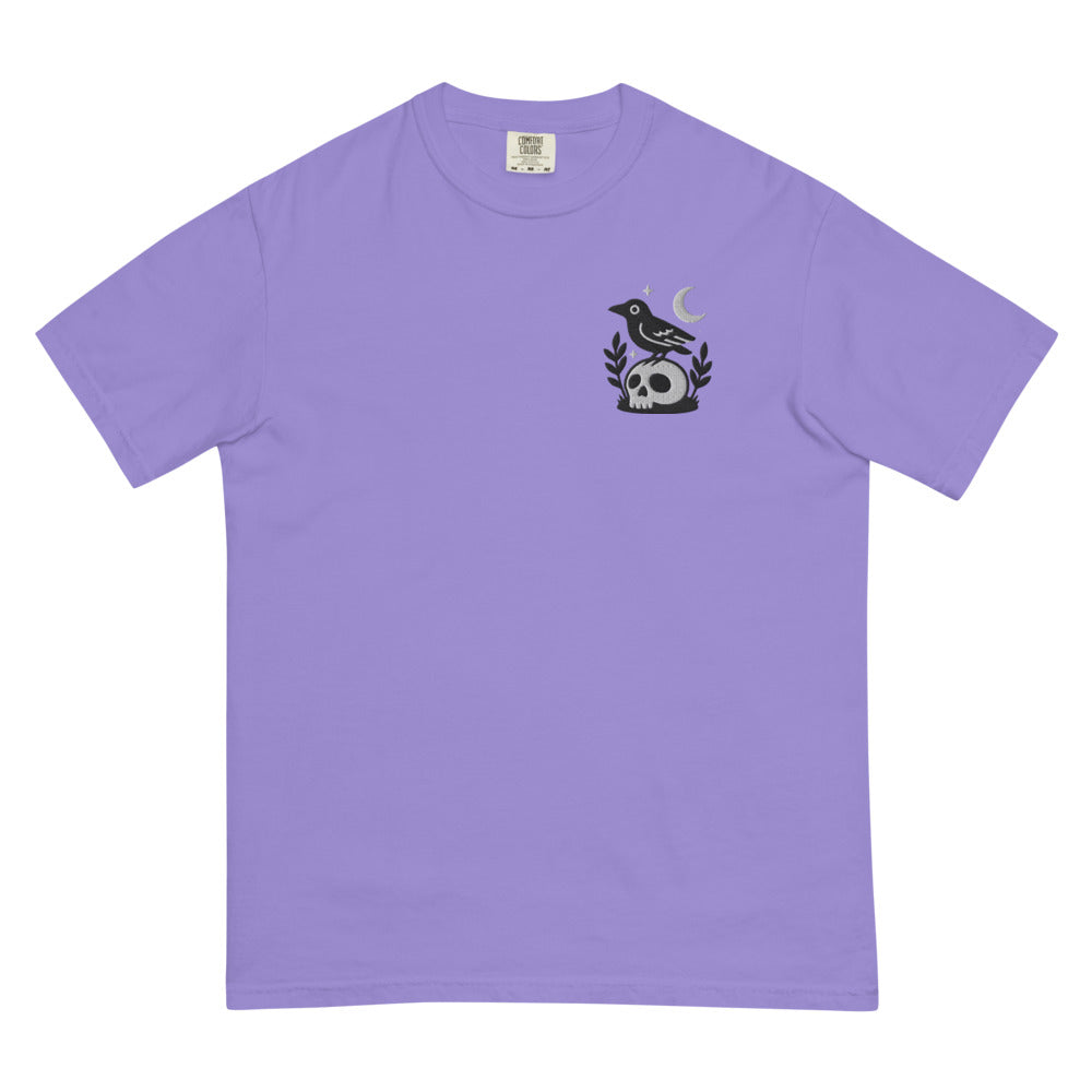 Crow on Skull graphic on Comfort Colors 1717 in Violet