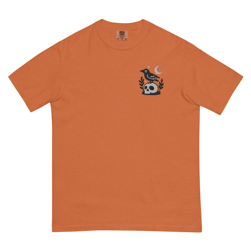 Crow on Skull graphic on Comfort Colors 1717 in Yam