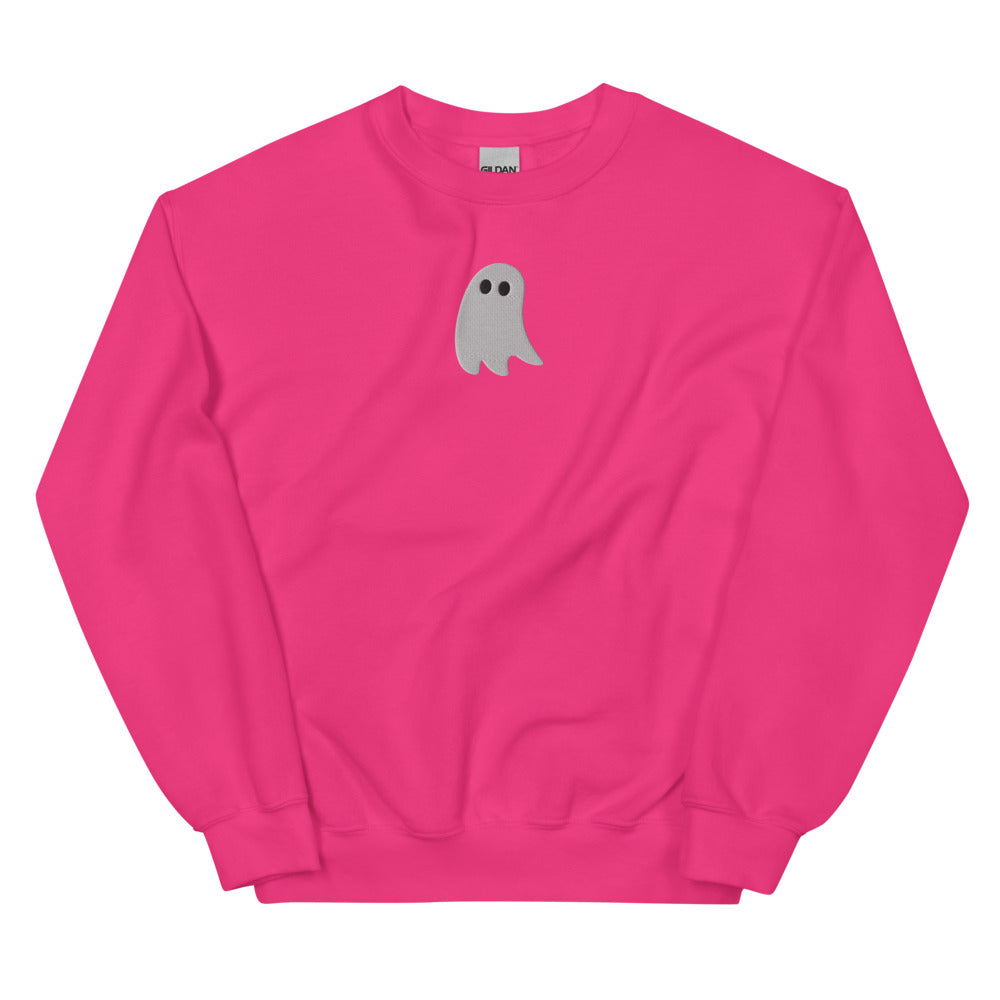 Cute Ghost graphic on Gildan 18000 in Heliconia