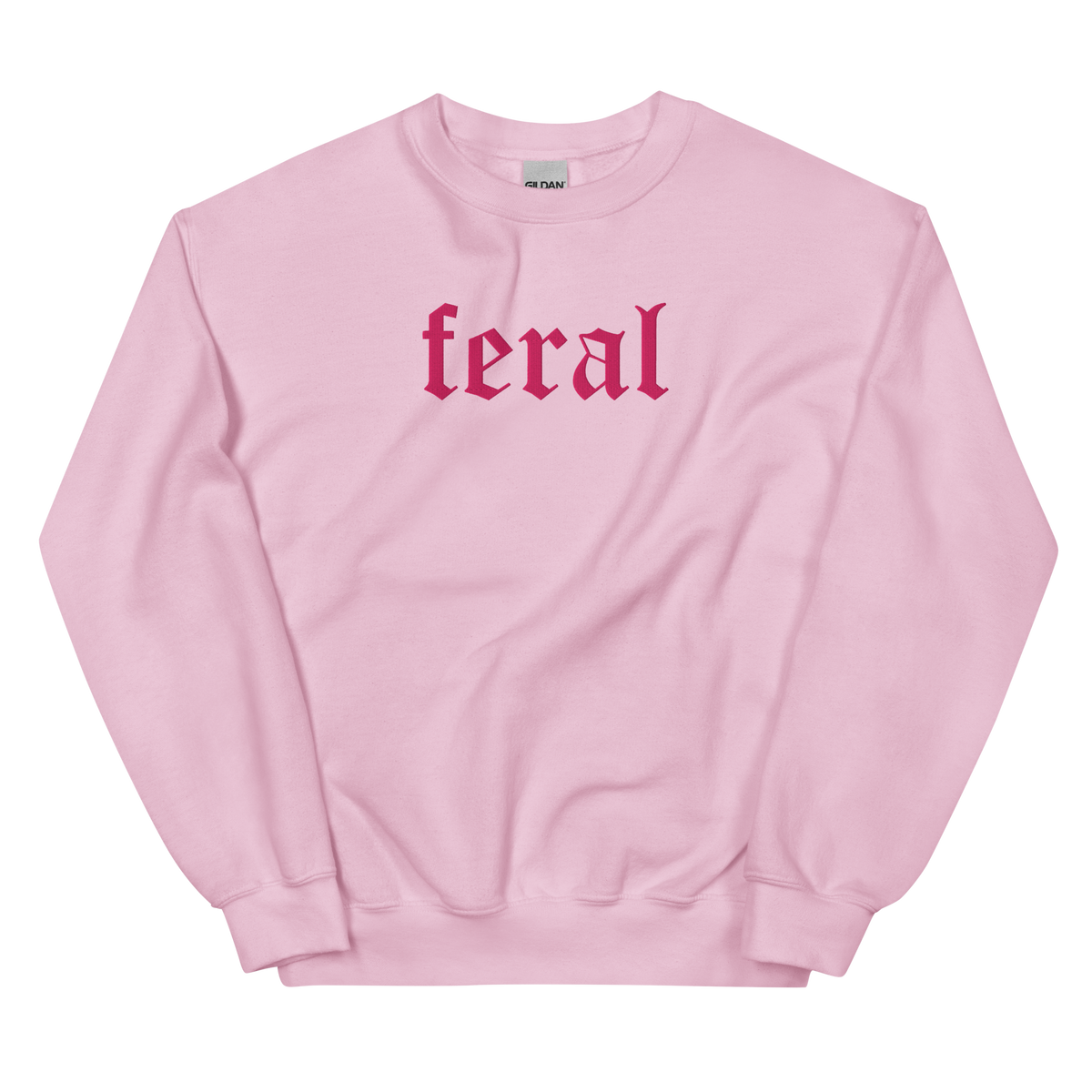 Feral graphic on Gildan 18000 in Light Pink