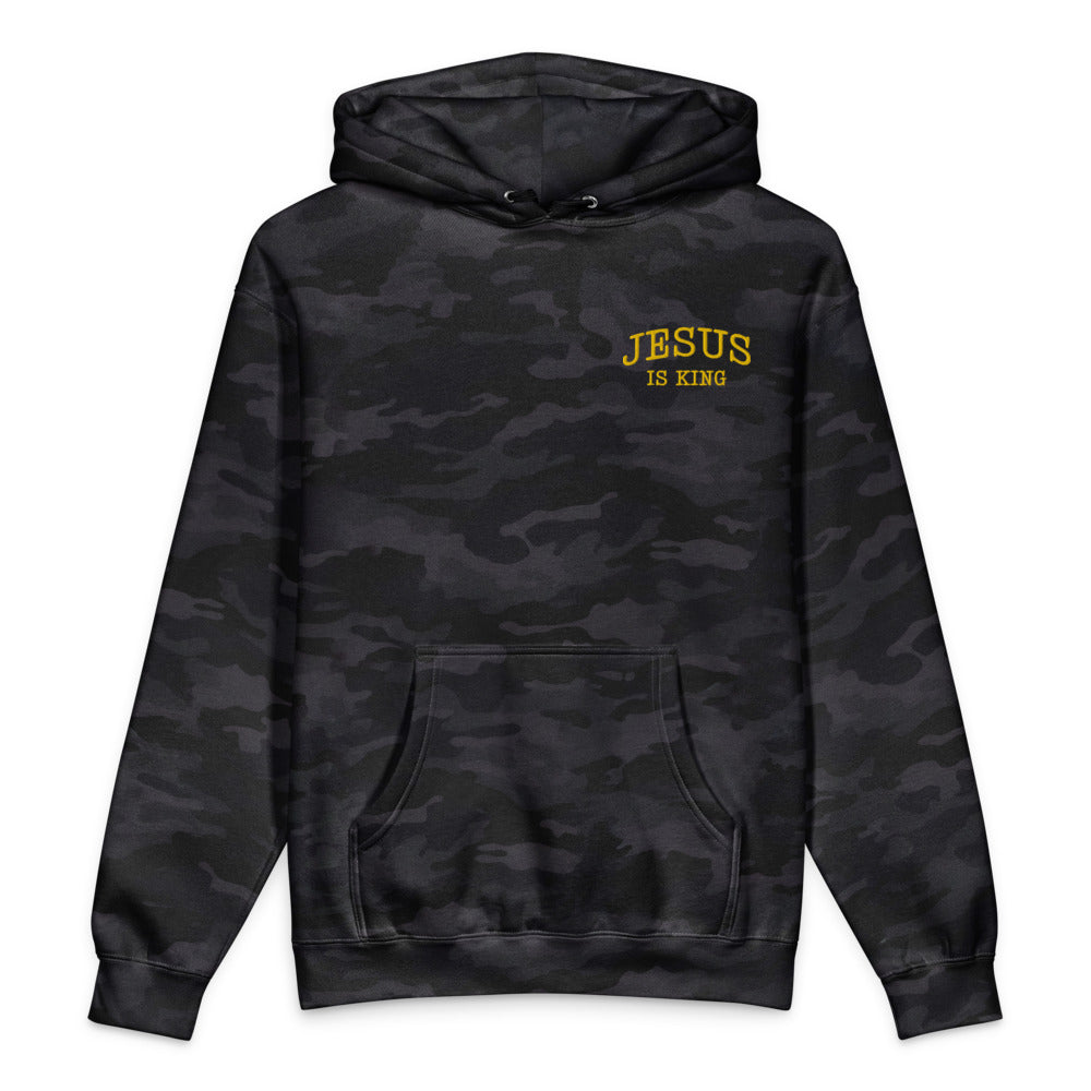 Jesus Is King graphic on Independent Trading Co. IND4000 in Black Camo