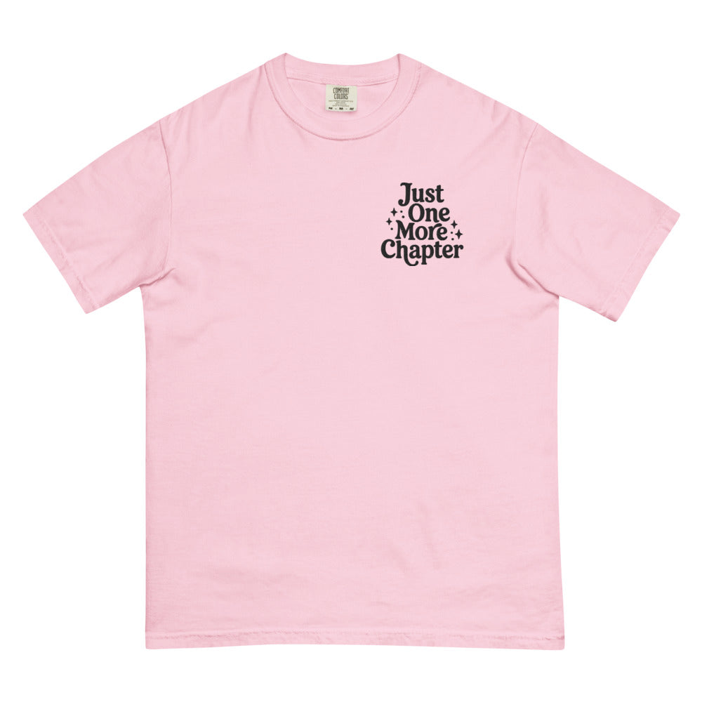 Just One More Chapter graphic on Comfort Colors 1717 in Blossom