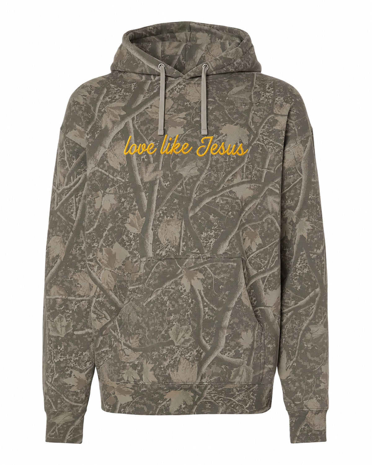 Love Like Jesus graphic on Independent Trading Co. IND4000 in Light Tree Camo