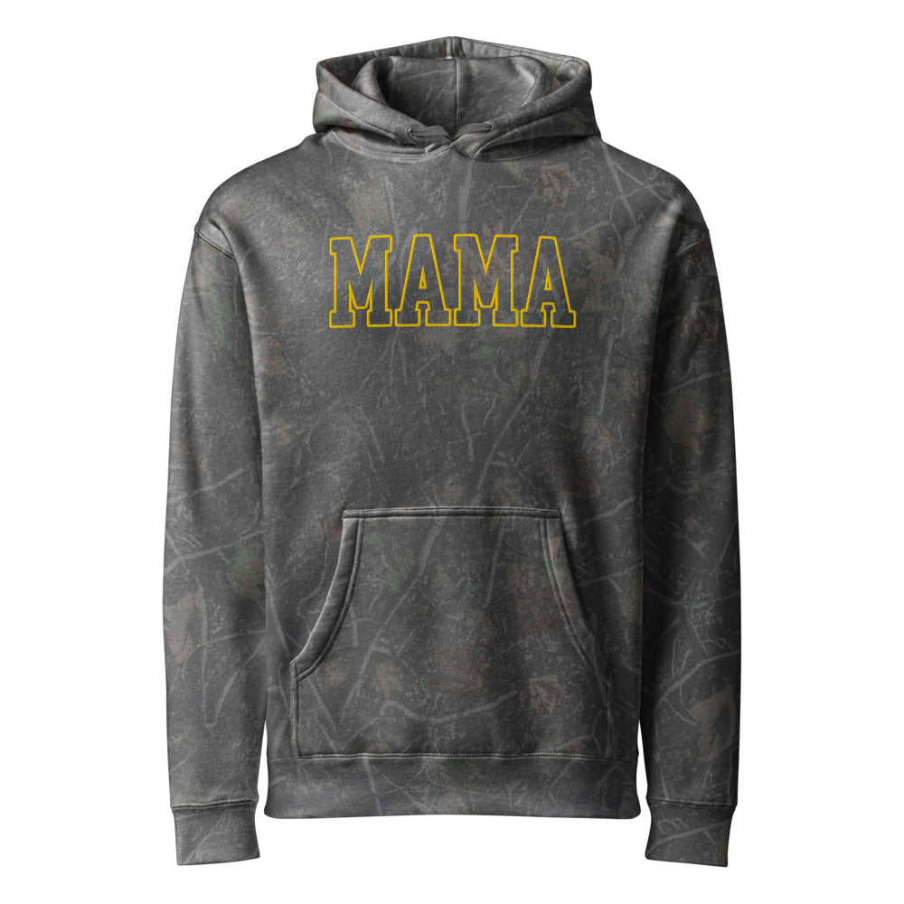 Mama Outline Text graphic on Independent Trading Co. IND4000 in Dark Tree Camo